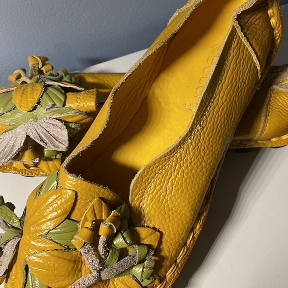 Socofy Genuine Leather Handmade Flower Loafers Sz 250 - Picture 2 of 7